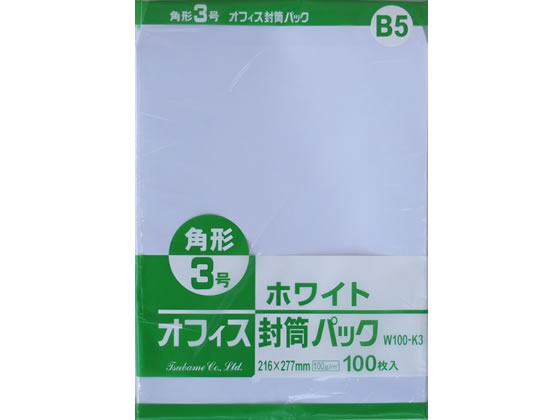 ツバメ工業 ホワイト封筒 角3 100g／? 100枚 W100-K3