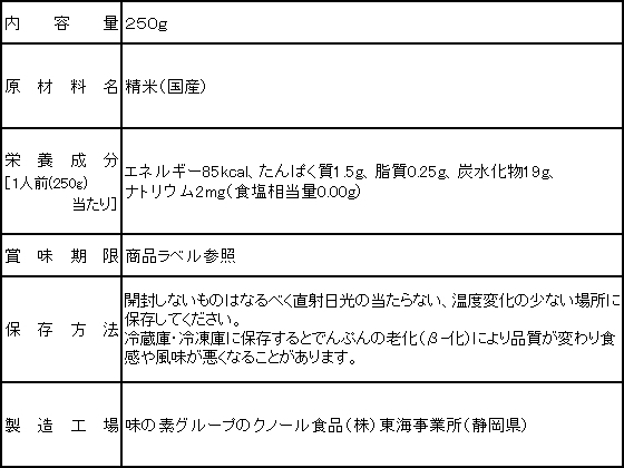 味の素 味の素kkおかゆ 白がゆ 250gが114円 ココデカウ