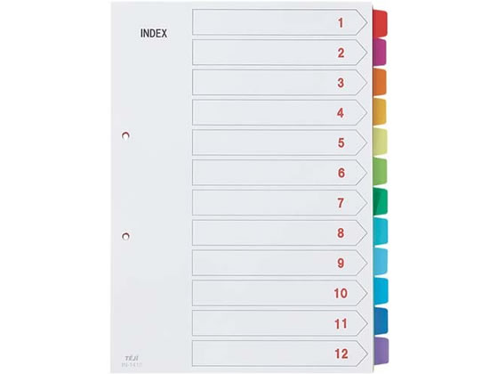 テージー カラーインデックスPP A4タテ 12山 2穴 IN-1412