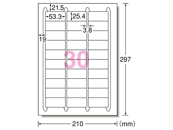 エーワン ラベルシール[ハイグレード] 30面 四辺余白 100枚 76230