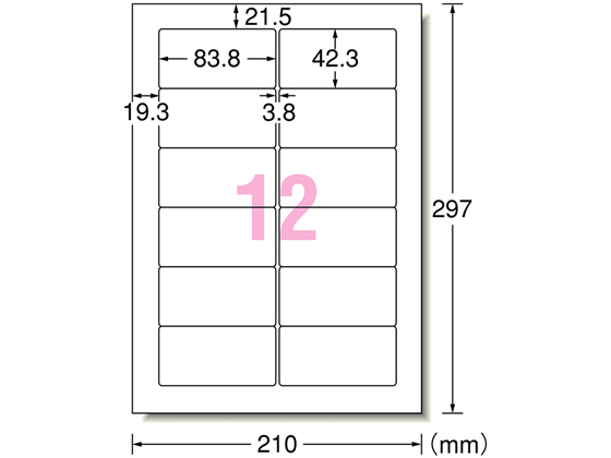 エーワン ラベルシール 汎用タイプ インチ改行A4 12面 1000枚 31155