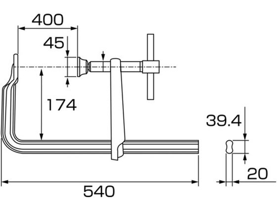 エビ L型クランプ エビ万力 バーハンドル超強力型 400mm×174mm BP4017A