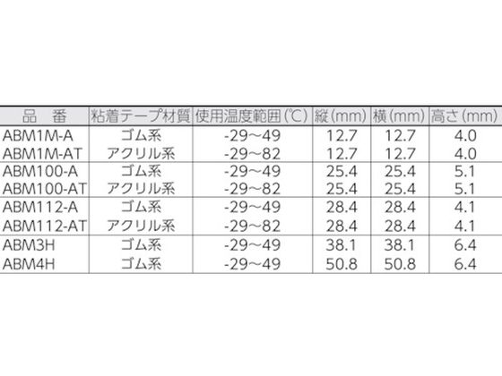 パンドウイット マウントベース アクリル系粘着テープ付き 白 (100個入) ABM100-AT-C