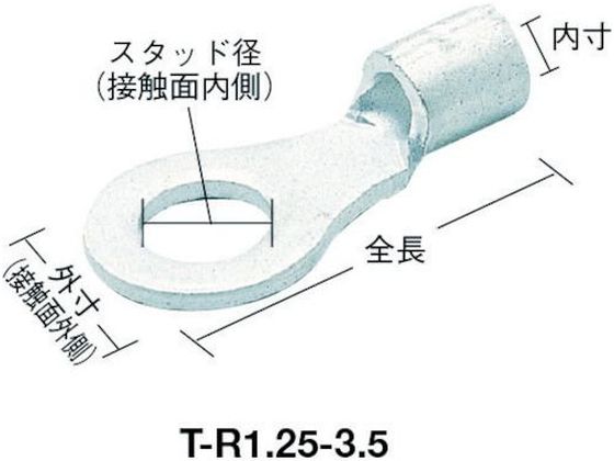 TRUSCO 裸圧着端子丸形φ4.3長さ13.3 (70個入) T-R1.25-4S