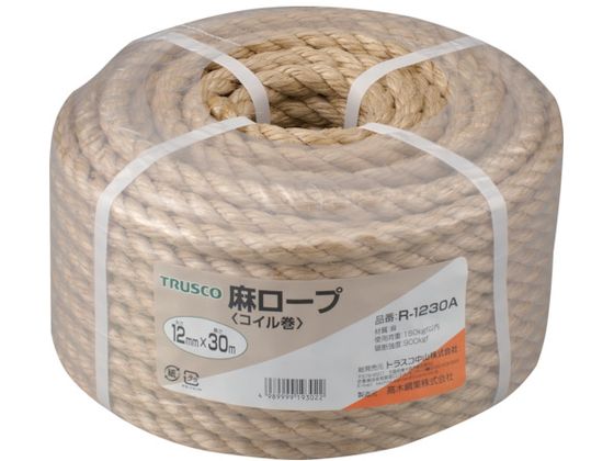 TRUSCO 麻ロープ 3つ打 線径12mm×長さ30m R-1230A