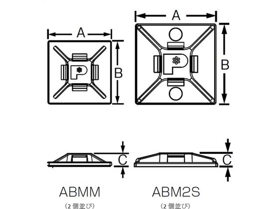 パンドウイット マウントベース アクリル系粘着テープ付き 白 (100個入) ABMM-AT-C