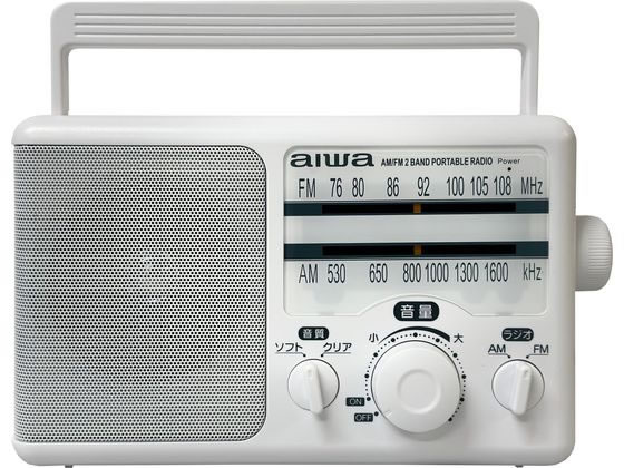 aiwa 2電源式ハンディ卓上ラジオ GAA4-PHR0001(WH)