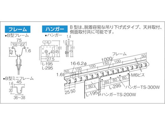 TRUSCO ストリップ型間仕切り用 Bミニフレーム ステンレス TS-BMF-SUS