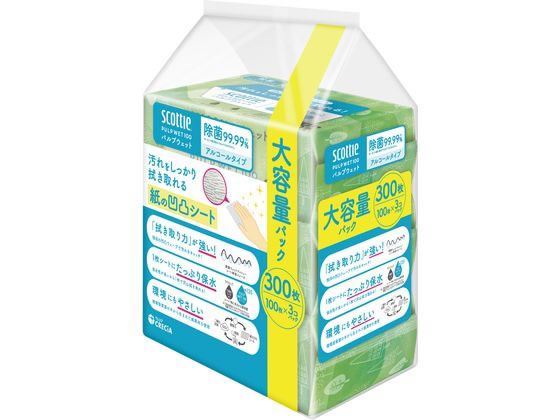 クレシア スコッティ PULP WET 100 除菌アルコール 3個パック