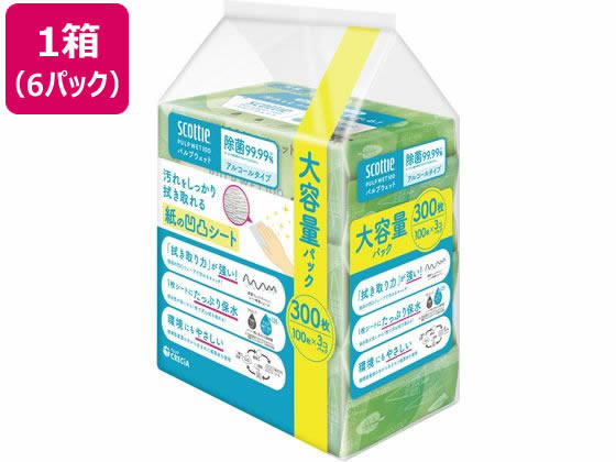 クレシア スコッティ PULP WET 100 除菌アルコール 3個×6パック