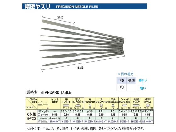 ツボサン 精密ヤスリ 8本組セット ST00856T