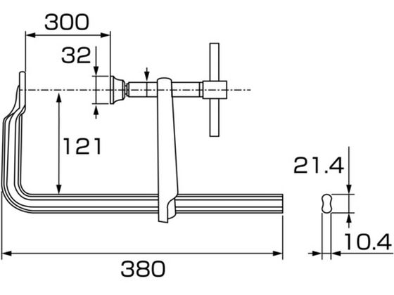 エビ L型クランプ エビ万力 バーハンドル標準型 300mm×121mm BM3012A