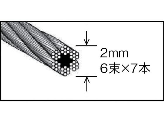 TRUSCO メッキ付ワイヤロープ Φ2mm×20m CWM-2S20 8188158が1,006円