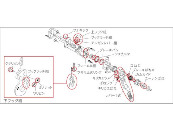 キトーレバーブロックL5形 LB025用部品 レバー1式