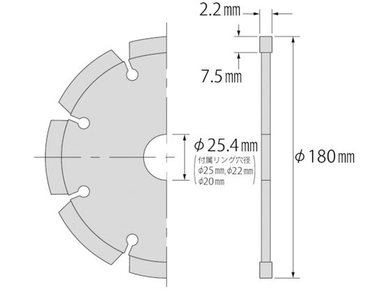 エビ ダイヤモンドカッター NEWレーザー(乾式) 180mm SL180A 3992349が