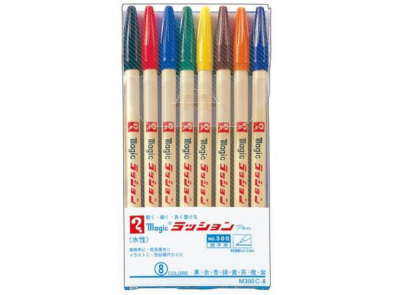 ●キャップ式 ●筆記線幅：０．４−０．６ｍｍ ●インク：水性染料 ●色：黒、赤、青、緑、黄、茶、橙、紫 ●単品商品サイズ：１７０×１１×１１（（ｍｍ） ●日本製