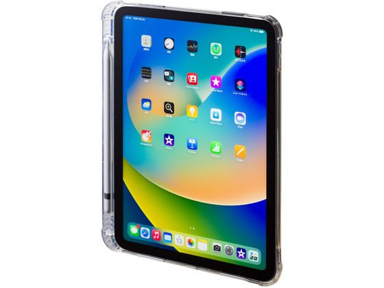 サンワサプライ 第10世代 iPad 10.9インチ用 ペン収納付 クリアカバー