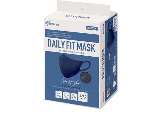 アイリス DAILYFITMASK立体 ふつう 30枚入 ナイトブルー