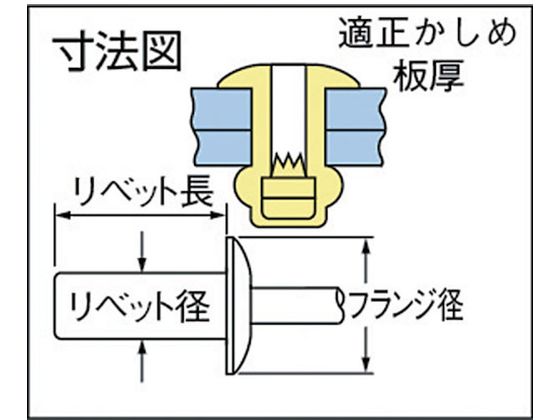 POP シールドリベット(アルミ鉄)φ4.8、AD64 (1000本入) (1箱) 品番：AD64-