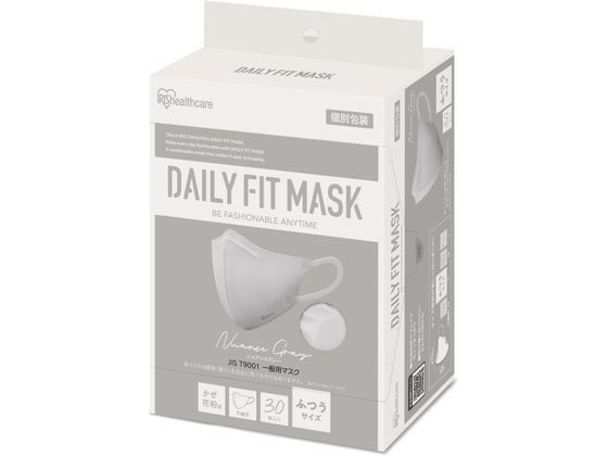 アイリス DAILYFITMASK立体 ふつう 30枚入 ニュアンスグレー