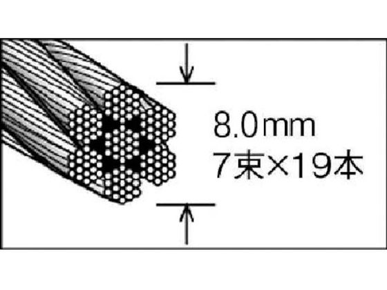 TRUSCO ステンレスワイヤロープ Φ8.0mm×20m CWS-8S20 8188164が13,668