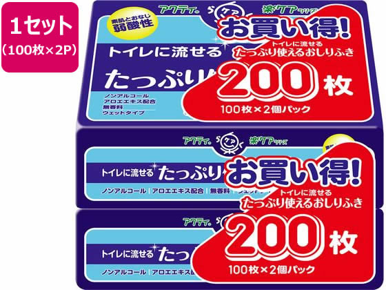 クレシア アクティ トイレに流せるたっぷり使えるおしりふき 2P