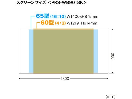 サンワサプライ プロジェクタースクリーン マグネット式 PRS-WB9018K