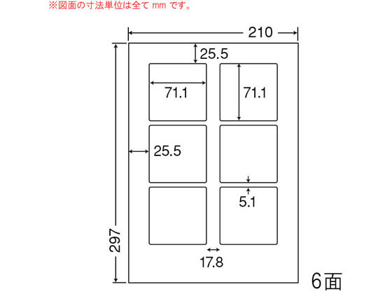 NANA カラーレーザープリンタ用耐水光沢紙ラベル A4 6面 SCL8