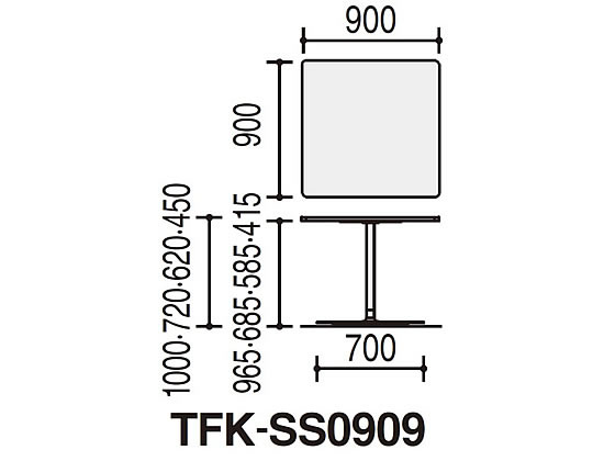 コクヨ テーブル フランカ 正方形 単柱脚W900D900H1000BR 黒脚 TFK