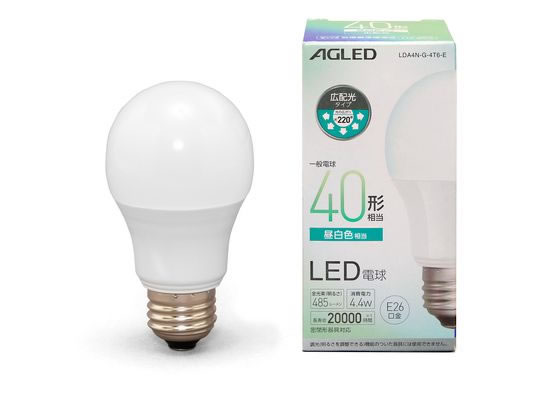 アイリスオーヤマ LED電球 E26 広配光 40形相当 昼白色2万時間