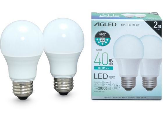 アイリスオーヤマ LED電球 E26 広配光 40形 昼白色 2個2万時間