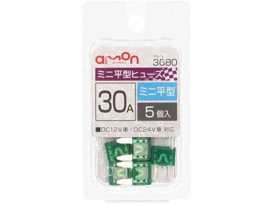 エーモン ミニ平型ヒューズ 30A 5個 3680