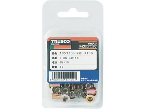 TRUSCO クリンプナット平頭スチール 板厚2.5 M5×0.8 (36個入) T-BN