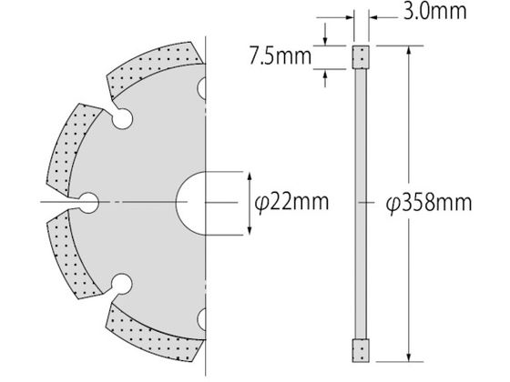 エビ ダイヤモンドカッター レーザー(乾式) 358mm 穴径22mm SL35522