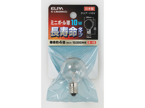 朝日電器 ミニボール球 10W E12クリア G-L8020H(C)