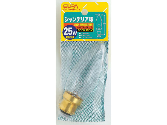 朝日電器 シャンデリア球 25W B22Dクリア G-704H(C)