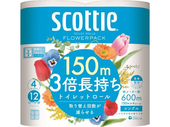 クレシア スコッティ フラワーパック 3倍長持ち4ロール シングル 14006