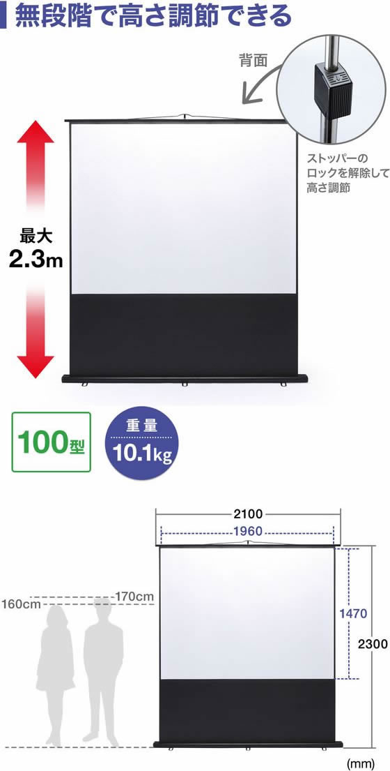 床置き式スクリーン Y80HD サンワサプライ PRS-Y80HD 教育施設限定商品