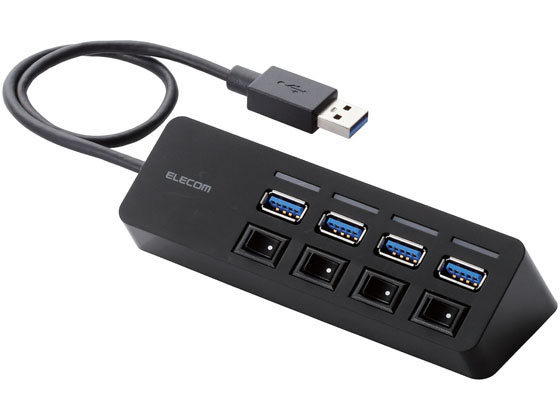 エレコム USB3.0ハブ マグネット・個別スイッチ付 4ポート U3H-S418BBK