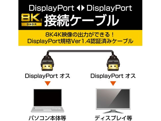 エレコム DisplayPort TM1.4対応ケーブル 2m CAC-DP1420BK