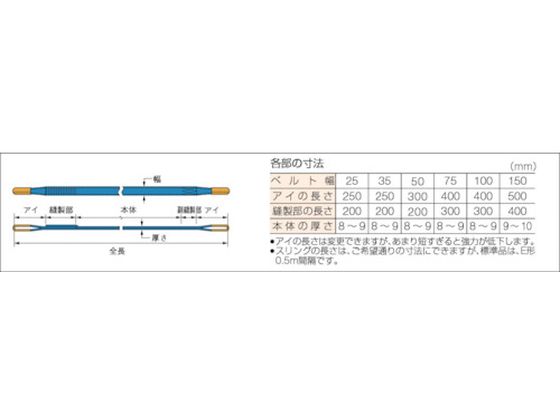 シライ シグナルスリング S3E 両端アイ形 幅100mm 長さ6.0m S3E-100X6