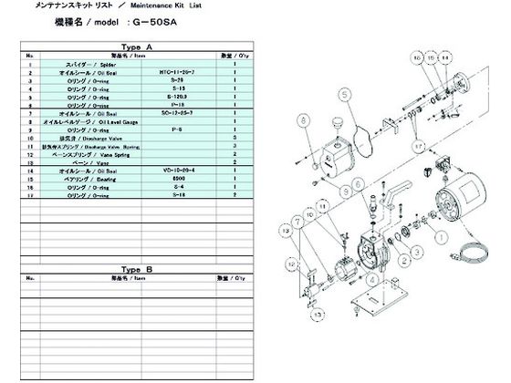 ULVAC G-50SA用メンテナンスキット G-50SA MAINTENANCEKIT