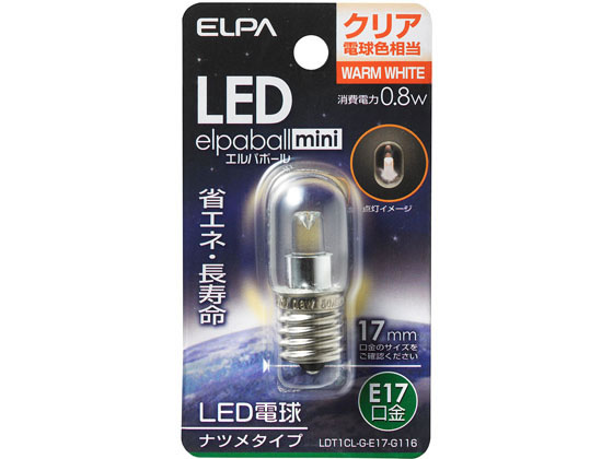 朝日電器 LEDナツメ球 E17クリア電球色 LDT1CL-G-E17-G116