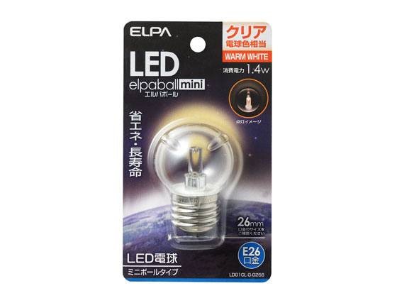 朝日電器 LED電球G40形 E26クリア電球色 LDG1CL-G-G256