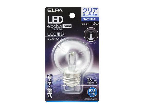 朝日電器 LED電球G50形 E26クリア昼白色 LDG1CN-G-G275