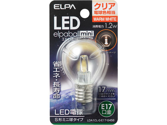 朝日電器 LED電球S形 E17クリア電球色 LDA1CL-G-E17-G456