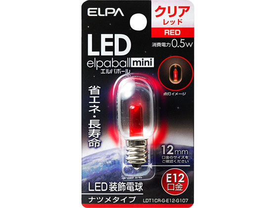 朝日電器 LED電球ナツメ球 E12赤色 LDT1CR-G-E12-G107