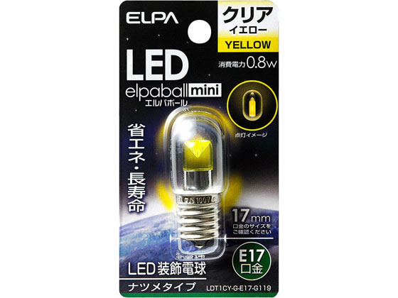 朝日電器 LED電球ナツメ球 E17黄色 LDT1CY-G-E17-G119