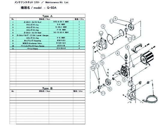 ULVAC G-5DA用メンテナンスキット G-5DA MAINTENANCEKIT