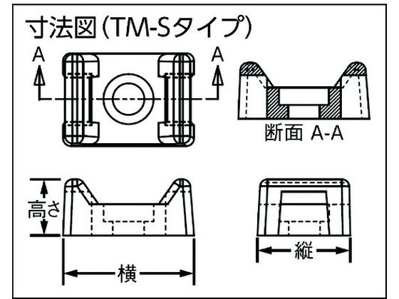 パンドウイット タイマウント 耐候性黒 (1000個入) TM2S8-M0 4038746が